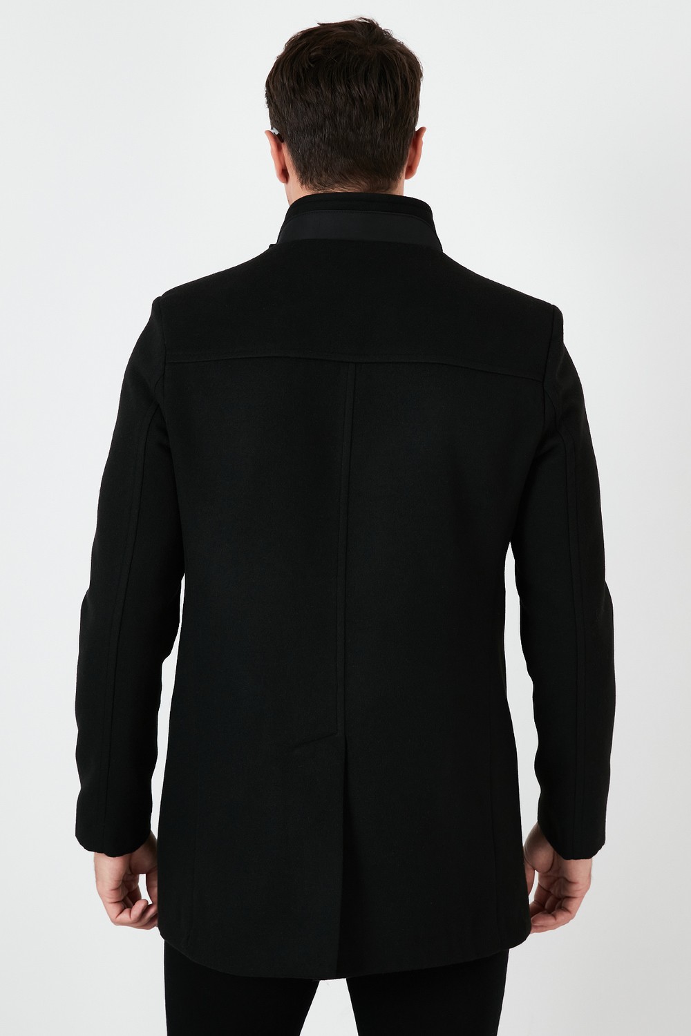 Buratti Relaxed Fit Düğmeli Dik Yaka Kaşe Kaban Erkek KABAN 5840099 görsel 5