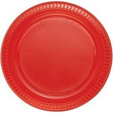 Ozcmax  Kırmızı Renkli Plastik Tabak 22 cm 25LI