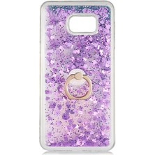 Dlrcase Samsung Galaxy Note 5 Kılıf Milce Sulu Yüzüklü Silikon Arka Kapak Mor