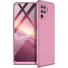 Case 4U Oppo Reno 5 Lite Kılıf 3 Parçalı Tam Koruma Sert Mika Ays Kapak Rose Gold