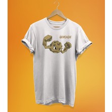 Remonz Pokemon Geodude Baskılı %100 Pamuk Oversize T-Shirt Büyük Beden Tişört