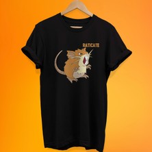 Remonz Pokemon Raticate Baskılı %100 Pamuk Oversize T-Shirt Büyük Beden Tişört