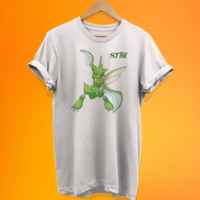 Remonz Pokemon Scyter Baskılı %100 Pamuk Oversize T-Shirt Büyük Beden Tişört