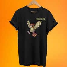 Remonz Pokemon Pidgeotto Baskılı %100 Pamuk Oversize T-Shirt Büyük Beden Tişört
