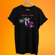 Remonz Pokemon Rocket Team Baskılı %100 Pamuk Oversize T-Shirt Büyük Beden Tişört