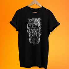 Remonz Kaplan Baskılı %100 Pamuk Oversize T-Shirt Büyük Beden Tişört