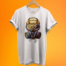 Remonz Maskeli Kuru Kafa Baskılı %100 Pamuk Oversize T-Shirt Büyük Beden Tişörtrsize T Shirt