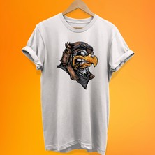 Remonz Kartal Baskılı %100 Pamuk Oversize T-Shirt Büyük Beden Tişört