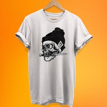 Remonz Bereli Kuru Kafa Baskılı %100 Pamuk Oversize T-Shirt Büyük Beden Tişört