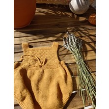 Handmade %100 Pamuk El Örgüsü Bebek Kısa Kol Tulum, Yenidoğan Hastane Eve Dönüş Kıyafeti