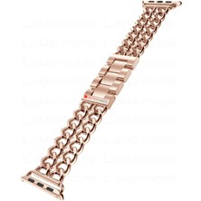 AktarMobile Apple Watch 7 6 Se 5 4 3 2 1 - 38 / 40 / 41 mm Uyumlu Zincirli Metal Kordon Zincir Tasarım Kayış