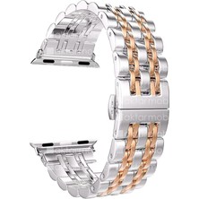 AktarMobile Apple Watch 7 6 Se 5 4 3 2 1 - 42 / 44 / 45 mm Uyumlu Metal Kordon Premium Paslanmaz Çelik Kayış
