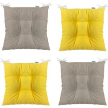 Nerotex 4'lü Kombin Pofidik Kare Sandalye Minderi 40 x 40 cm Sarı Bej
