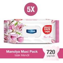 Deep Fresh Maxi Pack Islak Mendil Manolya 5 x 144 Yaprak