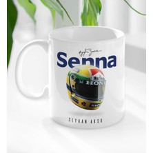 Kişiye Özel Isimli F1 Senna Tasarımlı Beyaz Kupa Bardak-1