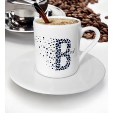 BK Kişiye Özel B Baş Harf ve Isimli Türk Kahvesi Fincanı (Model 5)