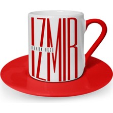 BK Kişiye Özel Izmir Tasarımlı Kırmızı Türk Kahvesi Fincanı - 1