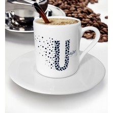 BK Kişiye Özel U Baş Harf ve Isimli Türk Kahvesi Fincanı (Model 5)
