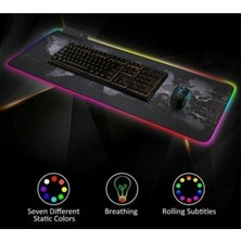 Sarftech Dünya Desenli Rgb Ledli Işıklı Siyah Gaming Mousepad 80 x 30 cm Kaymaz Taban Oyuncu Mouse Pad