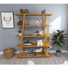 Soft Doğal Ahşap Kitaplık Meşe Renk
