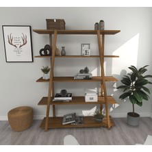 Soft Doğal Ahşap Kitaplık Ceviz Renk