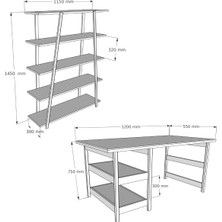 Softcity Doğal Ahşap Çalışma Masası Kitaplık Takım
