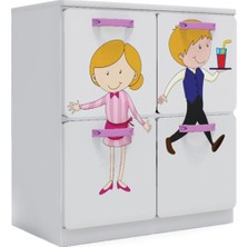 Woody Life 4 Çekmeceli Çocuk Odası Anaokulu Kreş Dolap Meslek Temalı