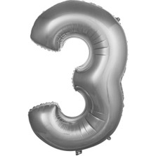 Partipan 3 Rakam Folyo Balon Gümüş 76 cm