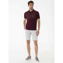 Pierre Cardin Polo Yaka Slim Fit Desenli Bordo Erkek T-Shirt