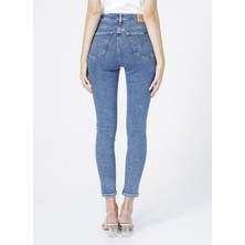 Calvin Klein High Rise Skinny Normal Bel Skinny Fit Düz Mavi Kadın Denim Pantolon