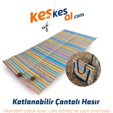 Keskesal Katlanabilir Çantalı Plastik Hasır Halı Kilim-Piknik Plaj Kamp Bahçe Outdoor,dış Mekan,mats