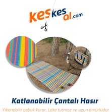 Keskesal Katlanabilir Çantalı Plastik Hasır Halı Kilim-Piknik Plaj Kamp Bahçe Outdoor,dış Mekan,mats