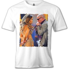T-Shirt Jennifer Lopez & Pitbull Beyaz Erkek Tshirt