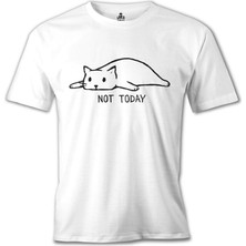 T-Shirt Kedi - Not Today! Beyaz Erkek Tshirt