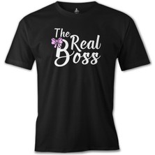 T-Shirt The Real Boss Siyah Erkek Tshirt