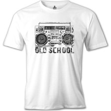 T-Shirt Kaset Çalar - Old School Beyaz Erkek Tshirt