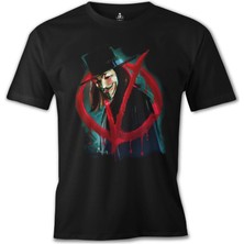 T-Shirt V For Vendetta - Give Him A Mask Siyah Erkek Tshirt