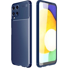 Caseart Samsung Galaxy M32 Kılıf Karbon Tasarımlı Kapak - Lacivert