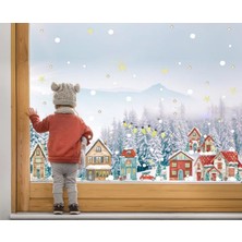 Msticker Yılbaşı Karlı Şehir Yeni Yıl Çocuk Bebek Odası Sticker Seti