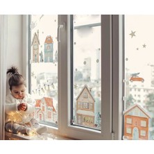 Msticker Yılbaşı Karlı Şehir Yeni Yıl Çocuk Bebek Odası Sticker Seti