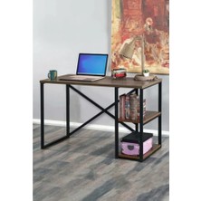 Noowa 2 Raflı Metal Çalışma ve Bilgisayar Masası Ceviz 50X120 cm