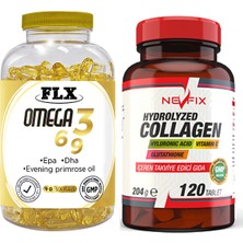 Flx Omega 3-6-9 Balık Yağı 90 Softgel & Nevfix Collagen Glutation Hyaluronic Vitamin C 120 Tablet