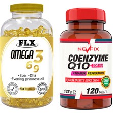 Flx Omega 3-6-9 Balık Yağı 180 Softgel  Nevfix Coenzyme Q10 200 Mg Koenzim Karamuk 120 Tablet