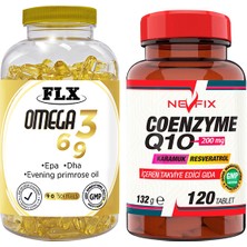 Flx Omega 3-6-9 Balık Yağı 90 Softgel  Nevfix Coenzyme Q10 Koenzim Resveratrol Karamuk 120 Tablet