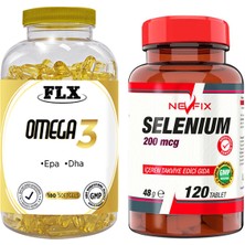 Flx Omega 3 Balık Yağı 180 Softgel  Nevfix Selenyum 200 Mcg 120 Tablet