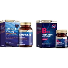 Nutraxin Omega 3 Balık Yağı 2000 Mg 60 Yumuşak Kapsül + B12 Vitamini 1000 Mcg 60 Dilaltı Tableti