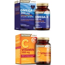 Nutraxin Omega 3 Balık Yağı 2000 Mg 60 Yumuşak Kapsül + C Vitamini 1000 Mg 30 Tablet