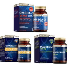 Nutraxin Omega 3 Ultra 2500 Mg Balık Yağı 30 Kapsül + Vitamin Max (C,d,zinc)60 Tablet + Magnesium 60 Tablet