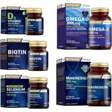 Nutraxin Omega 3 Balık Yağı 2000 Mg 60 Kapsül + Biotin + D3 Vitamini + Selenyum ve Magnezyum Takviyesi
