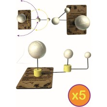 Hellove 5 Adet Güneş Dünya Ay Maketi Özel Tasarım Deney Seti Bilgilendirici Boyanabilir Eğitim Seti